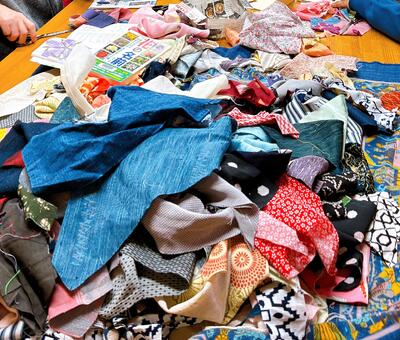 ワークショップ　元のハギレの山